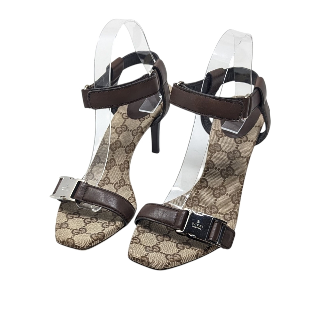 Gucci Lifford GG Supreme Tom Ford Era "New Chocolate" Sandal Heels Size EU 38.5 - Picture 3 of 10